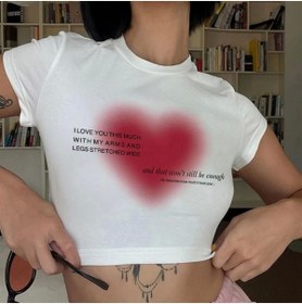 Resim 1blood Y2k Kalpli Aesthetic Heart Baskılı Beyaz Crop 