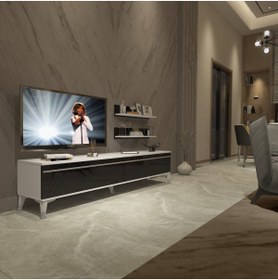 Resim Decoraktiv Eko 4 Mdf Std Silver Tv Ünitesi Tv Sehpası - Beyaz - Siyah 