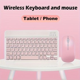 Resim 10 İnç Kablosuz Klavye ve Fare Seti for ipad, Cep Telefonları, Tabletler için - Ultra İnce, Ergonomik Tasarım, Şarj Edilebilir Lityum Pil, Type-C Şarj, Optik Hareket Algılama, Taşınabilir ve Senkronize, İş ve Oyunlar için İdeal, Bilgisayar Farei | Şık Görünüm | Kablosuz Kurulum, Klavye Aksesuarları 