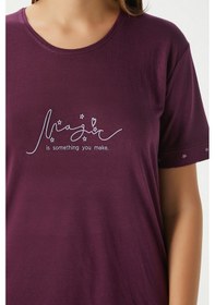 Resim Ritnice Kadın Magic Viskon Bisiklet Yaka Kısa Kol Mürdüm Alt Üst Pijama Takımı Mürdüm 