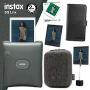 Resim Instax SQ Link Yeşil Yazıcı 10lu Square Film Kılıf Albüm Pleksi Çerçeve ve Kıskaçlı Stand 