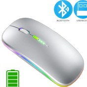 Resim Jingyi Bluetooth 5.0 Kablosuz Fare Dizüstü Bilgisayar Pc Macbook Oyun Faresi 2.4 Ghz USB Şarj Edilebilir Rgb Işık Güç Göstergesi (Yurt Dışından) 