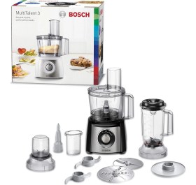 Resim Bosch Mutfak Robotu Multitalent 3 800W Siyah ''50 Fonksiyon, Karıştırma Kabı 2.3l , Mikser 1l, Evrensel Bıçak, Kesme ve Rendeleme (Ince, Kalın)'' 