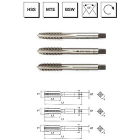 Resim Mte Makina Takım W 5/32" Hss Mte Normu Whitworth Normal Vidalı 3'lü Takım Kılavuzu El Kılavuzu - B00100100397 