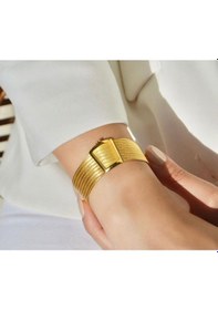 Resim Çgk Çiğdem Gürel Kuyumculuk 9 Sıralı Taşsız 8 Ayar Trabzon Hasır Altın Bileklik Yaldız 