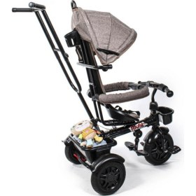 Resim Siyah Hiper Bike Üç Tekerlekli Tenteli Ebeveyn Kontrollü Çocuk Bisikleti Kahverengi 