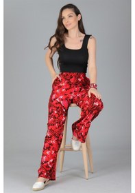 Resim Sweetness Kadın Kırmızı Bol Paça Beli Lastikli Pantolon Kırmızı 