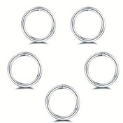 Resim 5 Adet Paslanmaz Çelik 16G Hipoalerjenik Huggie Küpe - Kadın, Erkek, Çocuklar için Küçük Uyku Küpeleri: Septum, Helix, Daith, Kıkırdak, Burun ve Dudak Piercingleri İçin - Hassas Kulaklar İçin Takı, Şık Yüzükler, Parlak Cilalı Yüzey, Dayanıklı Vücut Halkaları, Açık Bej Renkli 