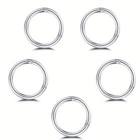 Resim 5 Adet Paslanmaz Çelik 16G Hipoalerjenik Huggie Küpe - Kadın, Erkek, Çocuklar için Küçük Uyku Küpeleri: Septum, Helix, Daith, Kıkırdak, Burun ve Dudak Piercingleri İçin - Hassas Kulaklar İçin Takı, Şık Yüzükler, Parlak Cilalı Yüzey, Dayanıklı Vücut Halkaları, Açık Bej Renkli 
