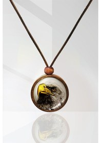 Resim Kartal Ahşap Kolye Bronz 