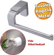 Resim Tuvalet Kağıtlık Aparat Açık Wc Kağıt Standı Bez Havluluk Paslanmaz Metal Sağlam Vidalı Krom Renk 