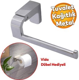 Resim Tuvalet Kağıtlık Aparat Açık Wc Kağıt Standı Bez Havluluk Paslanmaz Metal Sağlam Vidalı Krom Renk 