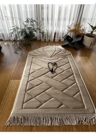 Resim Kadife Süngerli Lüks Hediyelik Seccade Tesbih Ve Zikirmat 