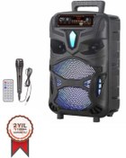 Resim NDR-P55 Mikrofonlu Kumandalı Rgb Ledli Taşınabilir Bluetooth Hoparlör Usb-Tf-Fm Radyo Siyah Torima