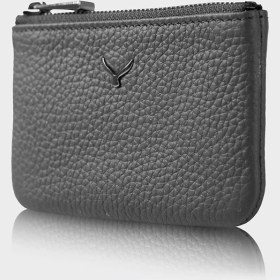 Resim Hakiki Deri, El Yapımı, Bozuk Para Cüzdanı, Gümüş Renk Fermuar, 3002 Siyah Siyah 