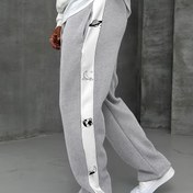 Resim Erkekler için Ayarlanabilir Bel İpi ve Manşetli Ayak Bileği Detaylı Heather Gri Beyaz Harf Desenli Düz Kesim Jogger Pantolon - Yan Cepli, Makinede Yıkanabilir, Tüm Mevsimler İçin Rahatlık Sağlayan Koşu Pantolonu, Dayanıklı Kumaş, Spor Giyim 