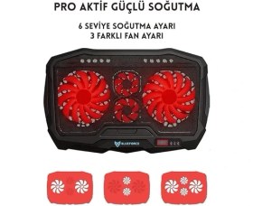 Resim Misda Store Speeder Sx-15 4 Adet Fanlı 9"-17" Inç Ledli LCD Kontrol Panelli Standlı Notebook Laptop Soğutucu 