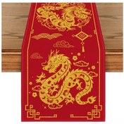 Resim Hangfox Yılın Ejderhası Desenli Şık Masa Örtüsü - Yeni Yıl Ve Özel Günler İçin Mükemmel Dekorasyon 