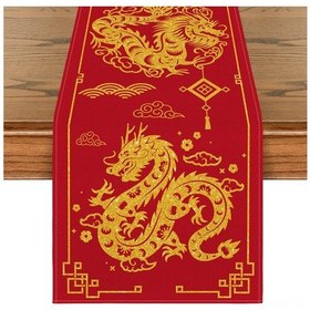 Resim Hangfox Yılın Ejderhası Desenli Şık Masa Örtüsü - Yeni Yıl Ve Özel Günler İçin Mükemmel Dekorasyon 