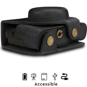 Resim MegaGear Sony Cyber-Shot DSC-RX100 VII Suni Deri Kamera Çantası 