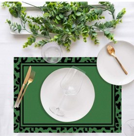 Resim Yeşil Büst Detaylı Amerikan Servis 4'lü Set 35x50cm Keten, Ulusl. Yıkama Ve Solmama Sertifikası Çok Renkli 