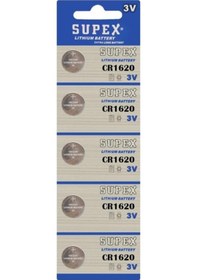 Resim Supex Extra Long Battery CR1620 3V Lityum Düğme Pil 5'li 