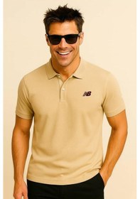 Resim New Balance Bej Classic Basic Logo Polo Yaka Pike Tişört Mnt3415-mop Bej 