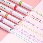 Resim 6'lı Çokyönlü Eğri Yükseklik Kalem, Çift Yönü Çiçek Şekli Çizgi Desenleri, Hafif Click-Off Kapaklı, Yuvarlak Gövde PE Malzeme Yazı İstasyonu Not Alma ve İşaretlemek için 