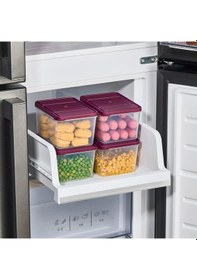 Resim Selka Nora 4 Adet Derin 1 Lt. Saklama Kabı Mürdüm 