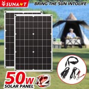 Resim Sunant 2 adet 50W Taşınabilir İzoleli Güneş Şarj Cihazı, Çift USB ve DC Portları, 100A Kontrol Cihazı, Yüksek Verimli Tek Kristal Silikon Fotovoltaik Modül, Yatlar, Karavanlar, Tekne ve Açık Kamp için, Kamp Güneş Şarj Cihazı|Şık Güneş Paneli|Dayanıklı Yapı, Güneş Paneli Şarj Cihazı 