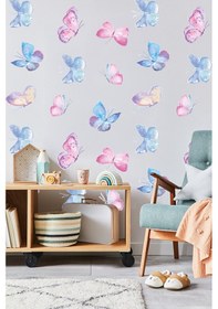 Resim Sevimli Kelebekler Temalı 20 Parça Çocuk Ve Bebek Odası Dekoratif Duvar Sticker Seti 