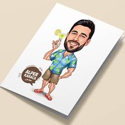 Resim Tatil Keyfi Yapan Erkek Karikatürlü Tebrik Kartı 