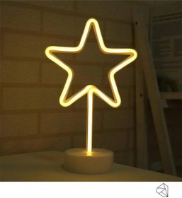 Resim Ema Dükkan Yıldız Neon Led Işıklı Usb'li Gece Lambası Pilli Neon Led Işıklı Masa Lambası Dekoratif Aydınlatma 