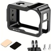 Resim Honeybeeshop Djı Osmo Action 5 Pro İçin Puluz Alüminyum Alaşım Metal Kafes Adaptör Çerçeve Soğuk Ayaklı Siyah 