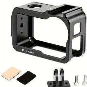 Resim Honeybeeshop Djı Osmo Action 5 Pro İçin Puluz Alüminyum Alaşım Metal Kafes Adaptör Çerçeve Soğuk Ayaklı Siyah 