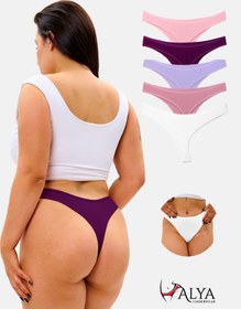 Resim Alya Underwear Kadın Külot Pamuklu String - 5 Adet Siyah Tanga S, M, L, Xl Multicolor-p25 