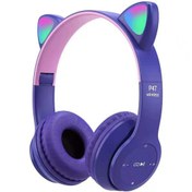 Resim Torima P47M Sevimli Renkli Kedi Kulak Bluetooth Kulaklık Mor 