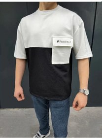 Resim Efnaz Style Unisex Torba Cep Detaylı Parçalı T-shirt - Siyah 