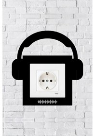 Resim Kulaklık Tasarım Priz Çerçevesi İç Ölçü 8,4x8,4 Cm Dekoratif Priz - Anahtar Çerçevesi 