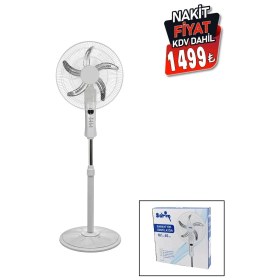 Resim Shopwave 18 Inc 45 cm Kumandalı Sanayi Tipi Ayaklı Vantilatör 5-Metal Pervane 3-Kademe Hız 65W Y:137CM (5047) 