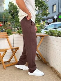 Resim MP4235 - W11 Beli İpli %100 Keten Pantolon kahve 5071 - s 