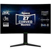 Resim Aryond A27 V1.2 27" 240Hz 1 ms Full HD G-Sync FreeSync Curved Pivot Hoparlörlü Oyuncu Monitörü Monster
