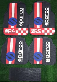 Resim carlone Üniversal Sparco Kırmızı-Beyaz Latex Kauçuk-5 parça-Paspas-Kaydırmaz Taban-1.Sınıf İthal Ürün 