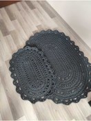 Resim Yoran Büfe Hediyelik 2'li %100 El Yapımı Örgü Paspas 