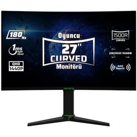 Resim Monster Aryond A27 V2 27" 1 MS 180 HZ QHD HDR10 300 Nit G-Sync FreeSync Curved Pivot VA Oyuncu Monitörü 