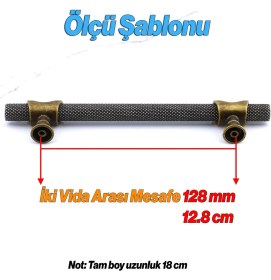 Resim Badem10 Arsin Eskitme Antik Sarı Metal Kulp 128 mm - 12.8 cm Mobilya Mutfak Dolabı Dolap Kulpları Kulbu 