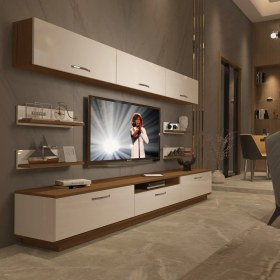 Resim Decoraktiv Trendstyle 8y Mdf Tv Ünitesi Tv Sehpası Ceviz Beyaz 