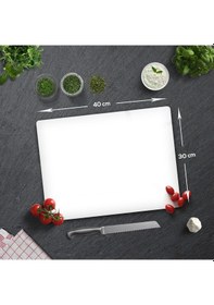 Resim Düz Renk - Beyaz Cam Kesme Tahtası 30cm X 40cm 