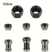 Resim 6/8 Parça Karbür Matkap Adaptör Seti - 1/4 İnç ve 8mm Kollet Uzatma, Routerlar ve Gravürlere Uygun Hassas Ahşap İşleme Matkap Ucu Kollet Seti 