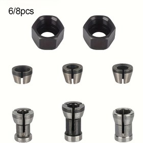 Resim 6/8 Parça Karbür Matkap Adaptör Seti - 1/4 İnç ve 8mm Kollet Uzatma, Routerlar ve Gravürlere Uygun Hassas Ahşap İşleme Matkap Ucu Kollet Seti 